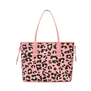 MCM Aren Medium Shopper in Leopard Visetos Blossom Pink