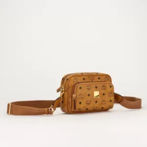 MCM Aren Small Crossbody in Visetos Cognac