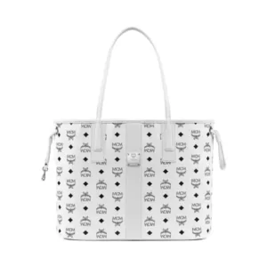 MCM Medium Reversible Liz Tote Bag Visetos White