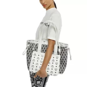 MCM Medium Reversible Liz Tote Bag Visetos White