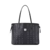 MCM Medium Reversible Liz Visetos Shopper Bag Black Removable Clutch Black