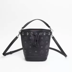 MCM Mini Dessau Drawstring Bag in Visetos Black