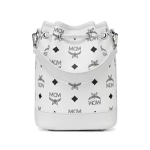 MCM Mini Dessau Drawstring Bag in Visetos White