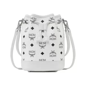 MCM Mini Dessau Drawstring Bag in Visetos White