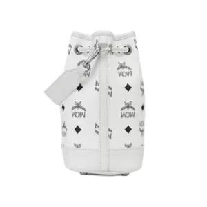 MCM Mini Dessau Drawstring Bag in Visetos White