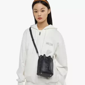 MCM Mini Dessau Drawstring Bag in Visetos Black