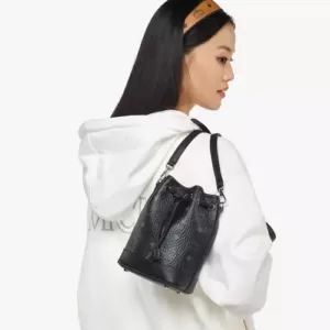 MCM Mini Dessau Drawstring Bag in Visetos Black