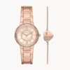 Michael Kors Rose Gold-Tone Watch and Bracelet Gift Set