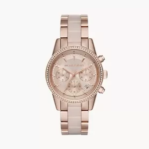Michael Kors Women's Ritz Chronograph Rose Gold-Tone Steel Watch