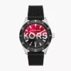 Michael Kors Layton Three-Hand Date Black Silicone Watch