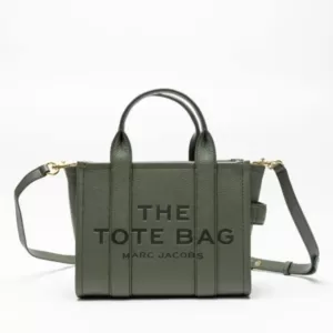Leather Mini Tote Bag Bronze Green