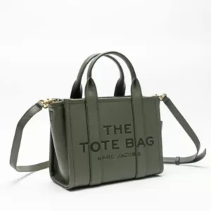 Leather Mini Tote Bag Bronze Green