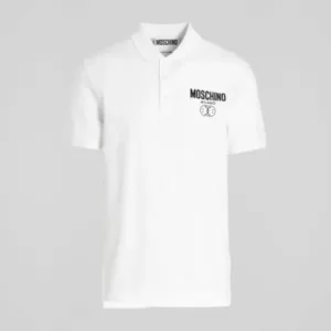 Moschino Double Smiley Oversized Polo Shirt White Men