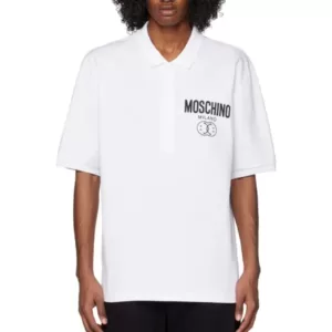 Moschino Double Smiley Oversized Polo Shirt White Men