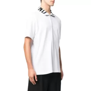 Moschino Logo Collar Polo Shirt White