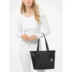 Michael Kors Signature Charlotte Large Top Zip Tote in Black