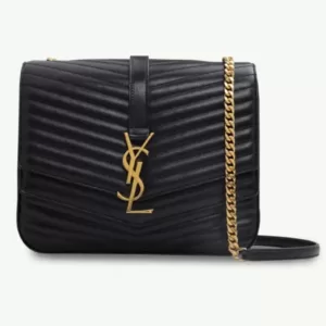 Saint Laurent Medium Monogramme Sulpice Shoulder Bag in Black Lambskin Ghw