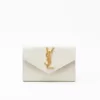 Saint Laurent Cassandre Small Envelope Wallet In Lizard-Embossed Leather Cream Soft