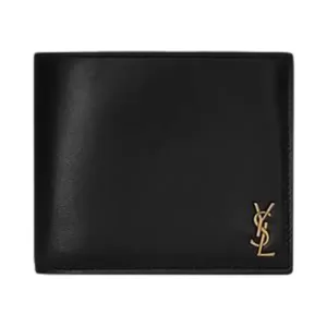 Saint Laurent Tiny Monogram E/W Bifold Wallet Shiny Black