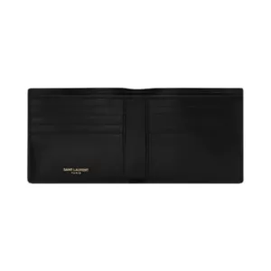 Saint Laurent Tiny Monogram E/W Bifold Wallet Shiny Black