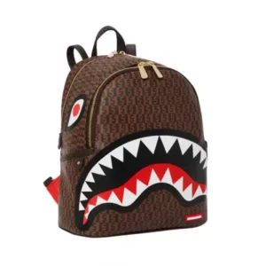 Sprayground Shark Money Check Backpack Brown