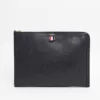 Thom Browne Pebbled Leather Document Gusset Folio Black