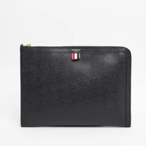 Thom Browne Pebbled Leather Document Gusset Folio Black