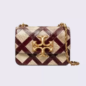Tory Burch Eleanor Snake Skin Leather Brown Crossbody Camera Bag Limited Edition