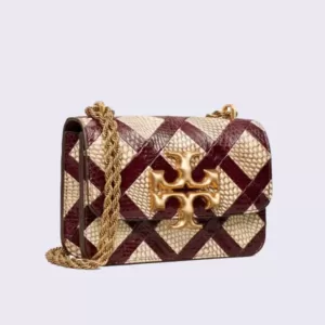 Tory Burch Eleanor Snake Skin Leather Brown Crossbody Camera Bag Limited Edition