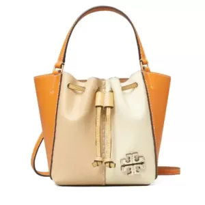 Tory Burch McGraw Color-Block Mini Drawstring Satchel Squash