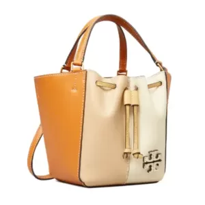 Tory Burch McGraw Color-Block Mini Drawstring Satchel Squash
