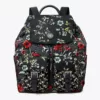 Tory Burch Virginia Mixed Print Flap Backpack Red Retro Block Lyonnaise Floral