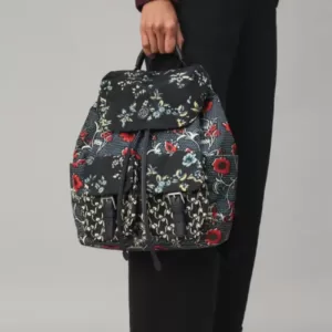 Tory Burch Virginia Mixed Print Flap Backpack Red Retro Block Lyonnaise Floral