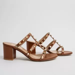 Valentino Garavani Rockstud Calfskin Leather Chunky Heels Selleria