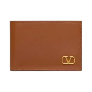 Valentino Garavani Vlogo Bifold Wallet Calf Brown Ghw