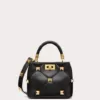 Valentino Garavani Valentino Small Roman Stud Top Handle Bag Nappa Black Ghw