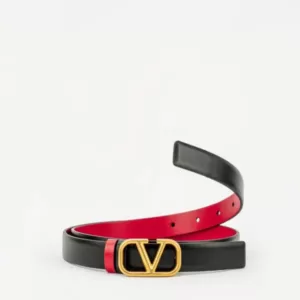 Valentino Garavani Vlogo Reversible Belt 20mm Black Red Ghw