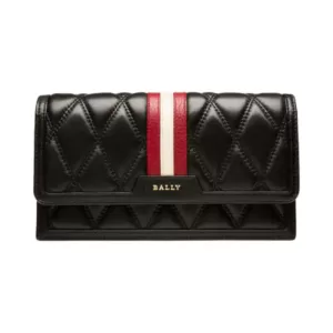 Bally Dafford Leather Wallet Black Red