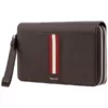 Bally Tinger Coffee Leather Stripe Wallet