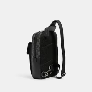 Coach Track Pack In Signature Canvas Charcoal Black