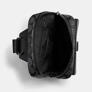 Coach Track Pack In Signature Canvas Charcoal Black