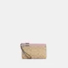 Coach Double Zip Wallet Light Khaki Powder Pink