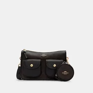 Coach Pennie Crossbody With Coin Case in Signature Canvas Brown Black