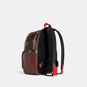 Coach Court Backpack In Signature Canvas With Hedgehog Print Brown Black Multi