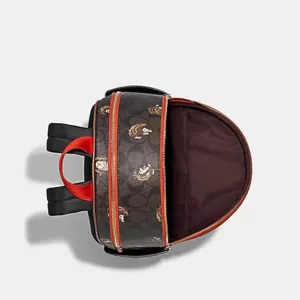 Coach Court Backpack In Signature Canvas With Hedgehog Print Brown Black Multi