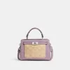 Coach Mini Lane Top Handle In Signature Canvas Light Khaki Ice Purple