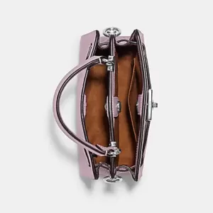 Coach Mini Lane Top Handle In Signature Canvas Light Khaki Ice Purple