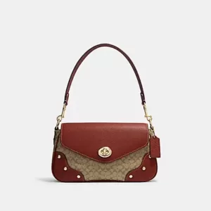 Coach Millie Shoulder Bag In Signature Canvas Khaki Terracotta