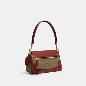 Coach Millie Shoulder Bag In Signature Canvas Khaki Terracotta