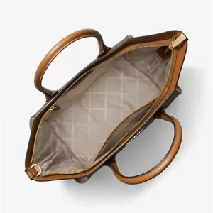 Michael Kors Avril Large Logo Top-Zip Satchel Brown Acorn